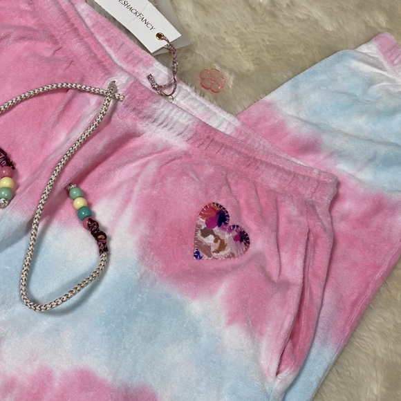 🎀 LoveShackFancy Santinella Tie-dye Joggers XL Pink White Blue - Picture 12 of 17